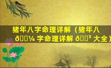 猪年八字命理详解（猪年八 🌼 字命理详解 🌳 大全）